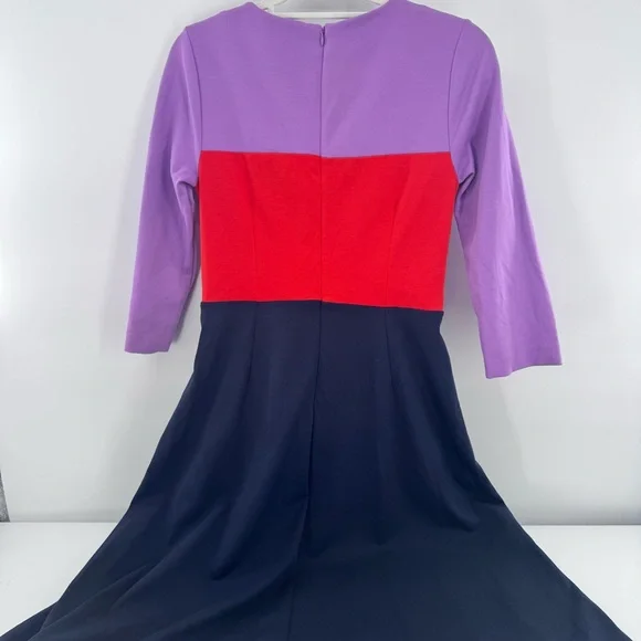 Boden Fit & Flare Midi Dress Purple Navy Blue Color block Ponte Knit Size‎ 6L - Picture 8 of 11